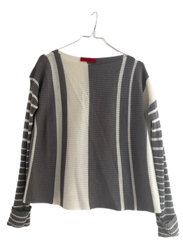 grey beige striped knit sweater max&co