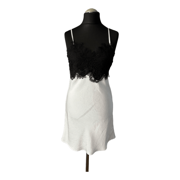 White slip dress with lace