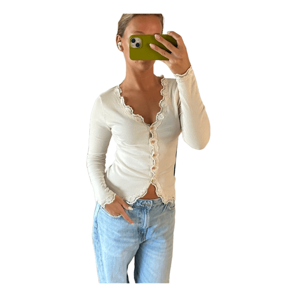 Langærmet top med blonder