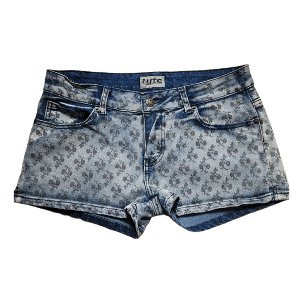 Blue denim floral shorts