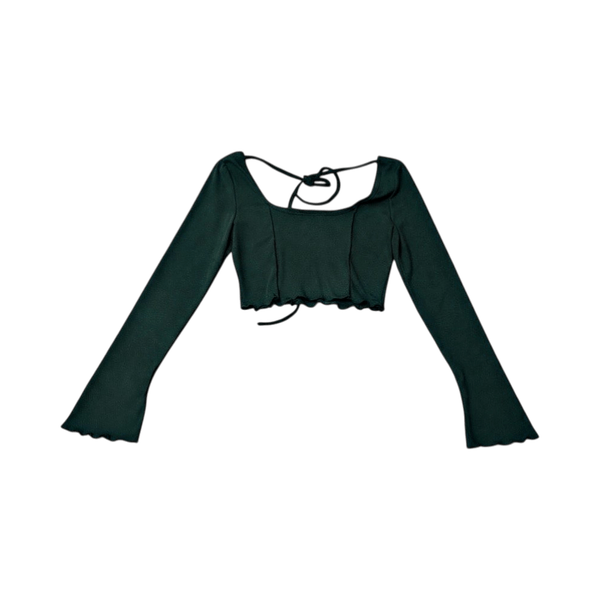 Dark green tie-back crop top