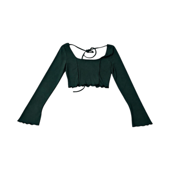 Dark green tie-back crop top