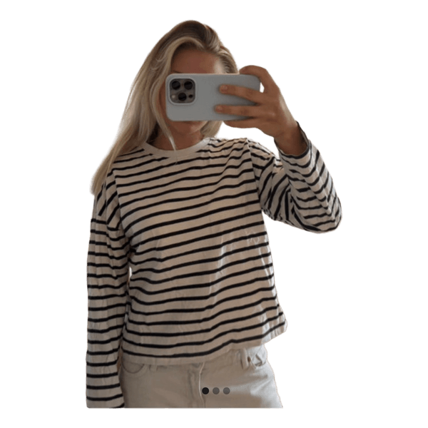 Stribet langærmet t-shirt