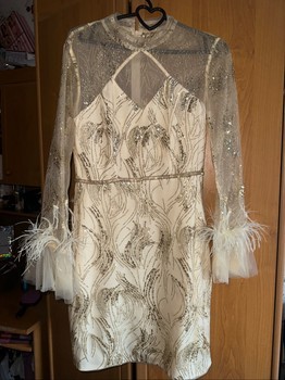 Cream sequined cocktail dress