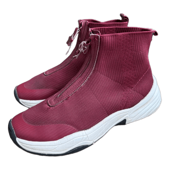 Burgundy knit sneakers