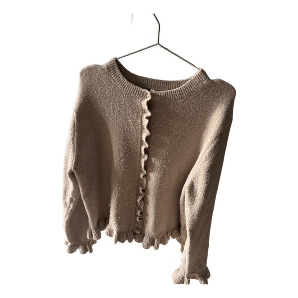 Beige röyhelöinen neuletakki
