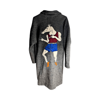 Gray oversized coat with graphic