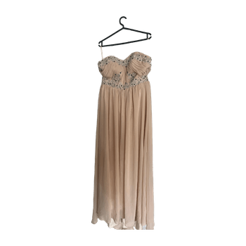 Beige juhlamekko koristeilla