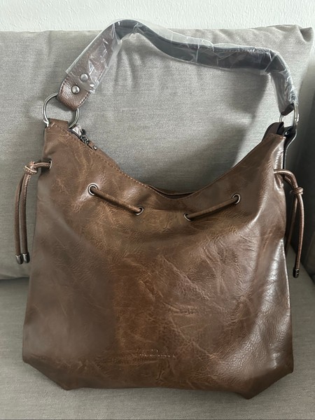 Brown faux leather handbag