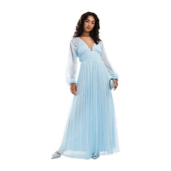 Pastel blue pleated dress