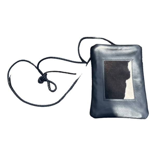 Black leather crossbody bag. Icelandic design
