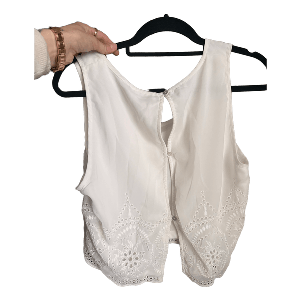White embroidered sleeveless top