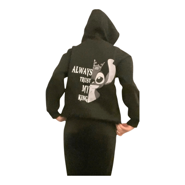 Black Disney style zip-up hoodie