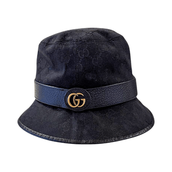 Gucci black bucket hat with GG logo