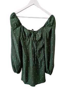 Vihreä pilkullinen minimekko 36