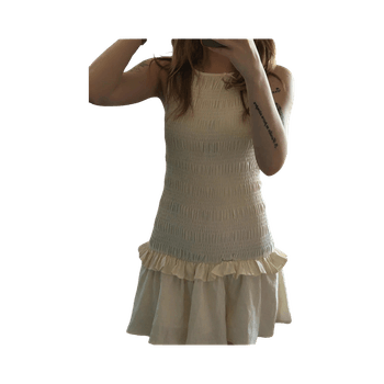 Cream smocked sundress