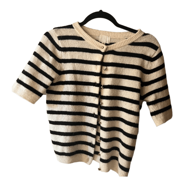 Stribet kortærmet cardigan