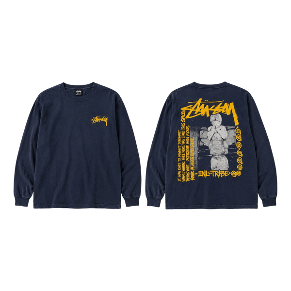 Mørkeblå langærmet Stüssy t-shirt