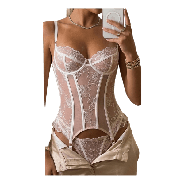 White lace corset bodysuit