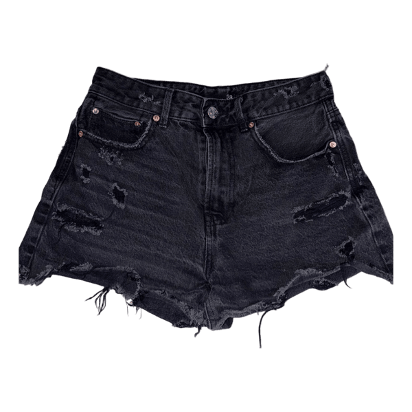 Black denim shorts