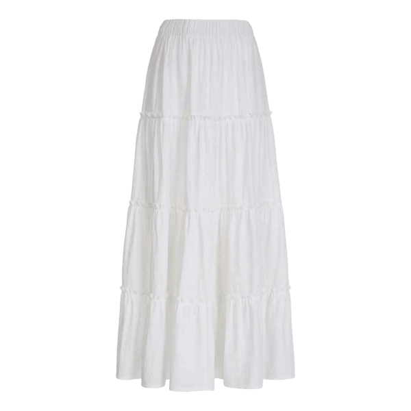 White tiered maxi skirt