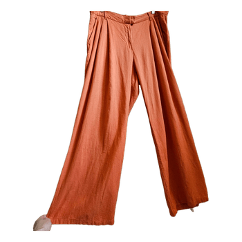 BPC Bonprix Collection Linen Blend Wide Leg Trousers EU46 Coral Orange