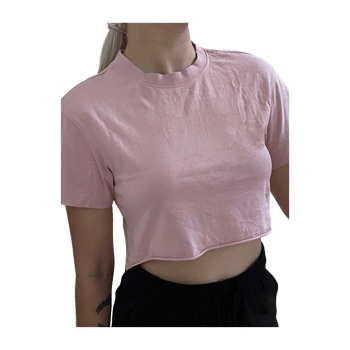 Vaaleanpunainen crop t-paita XS/S – casual / basic / arki