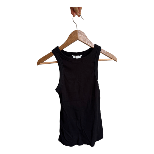 Sort ribbet tanktop