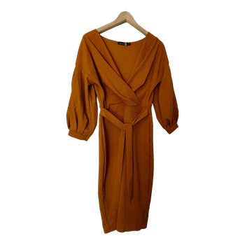 Orange wrap midi dress