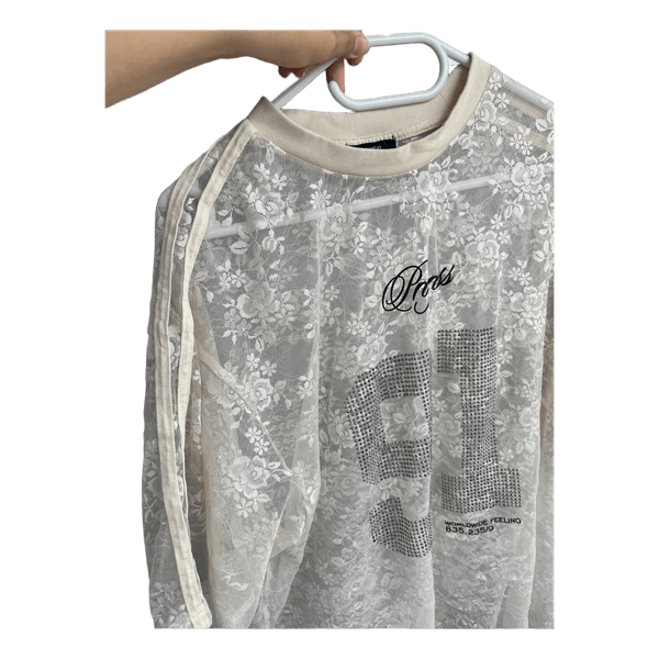 Light yellow lace graphic jersey