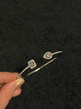 Silver tone pink bracelet