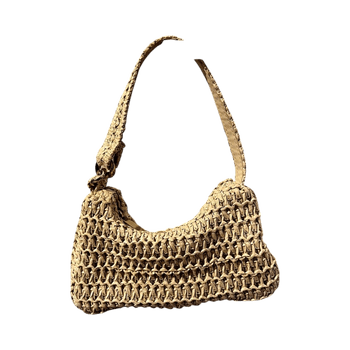 Kuvioitu beige käsilaukku