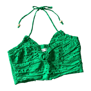 Zara vihreä pitsitoppi xs