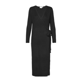 Black wrap knit dress