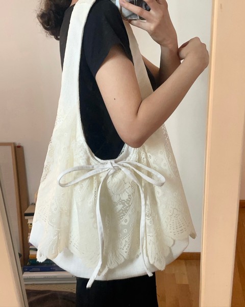 White lace hobo bag