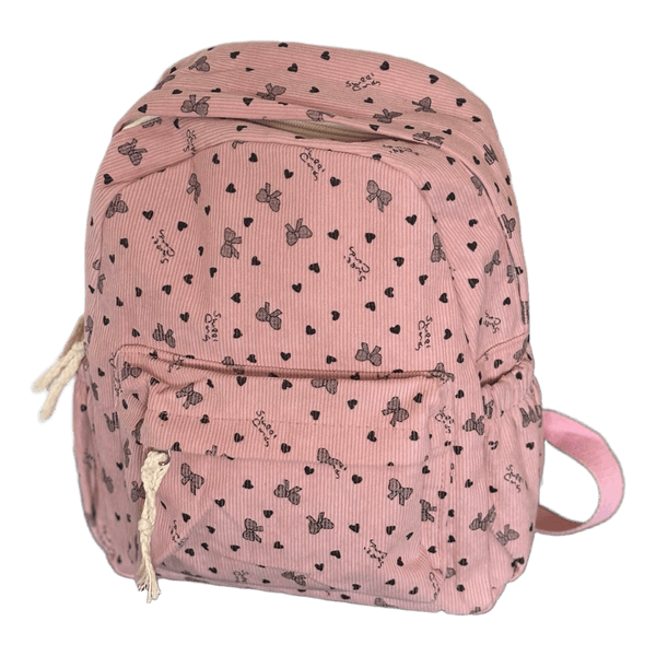 Pink corduroy heart backpack