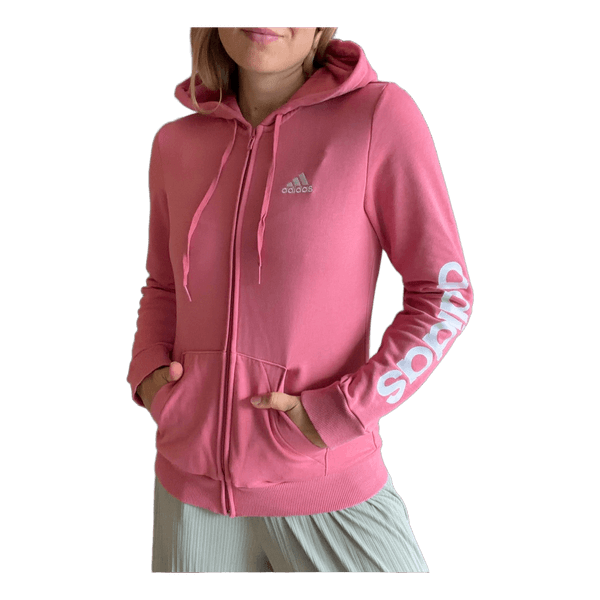 Vaaleanpunainen Adidas-vetoketjuhuppari