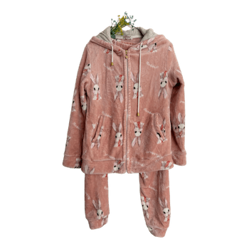 Pink rabbit print loungewear set