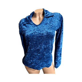 Blue velvet long sleeve top