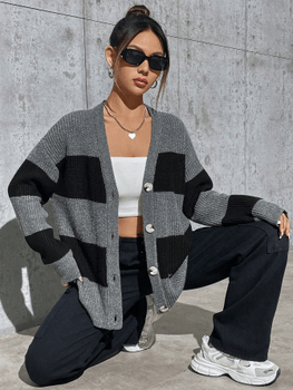 Contrast button cardigan