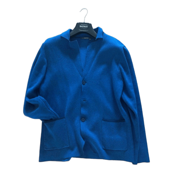 Blue knitted cardigan