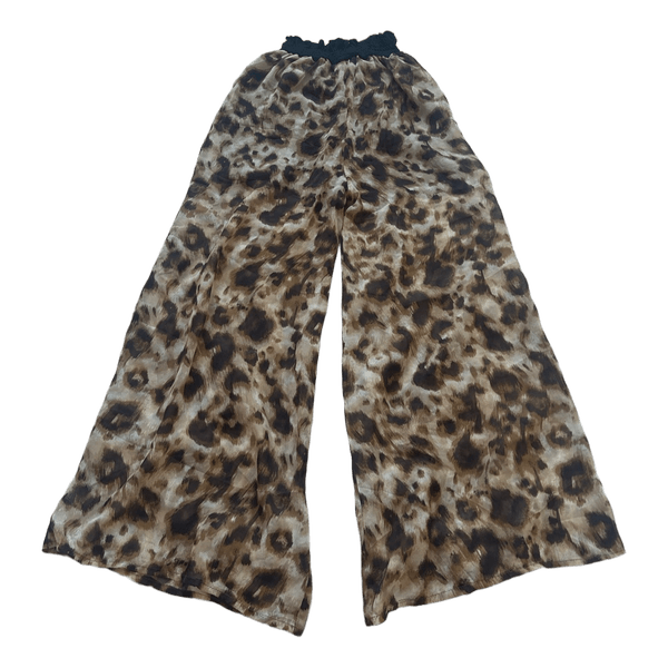 Leopard print wide-leg trousers