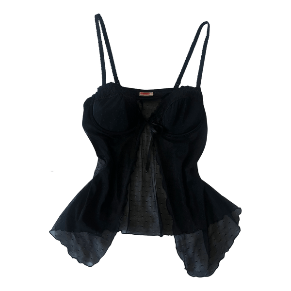 Black mesh camisole top
