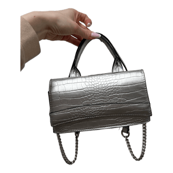 Silver faux leather bag