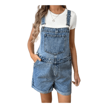 Maternity Blue acid wash denim overall
