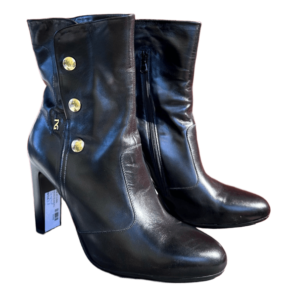 Black leather ankle boots