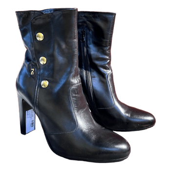 Black leather ankle boots