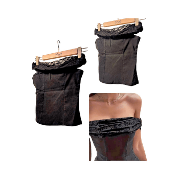 Mustavalkoinen off-shoulder toppi S