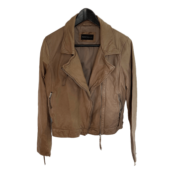 Beige læderjakke