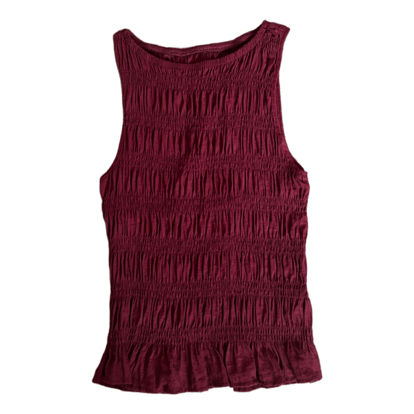 Burgundy ruched sleeveless top